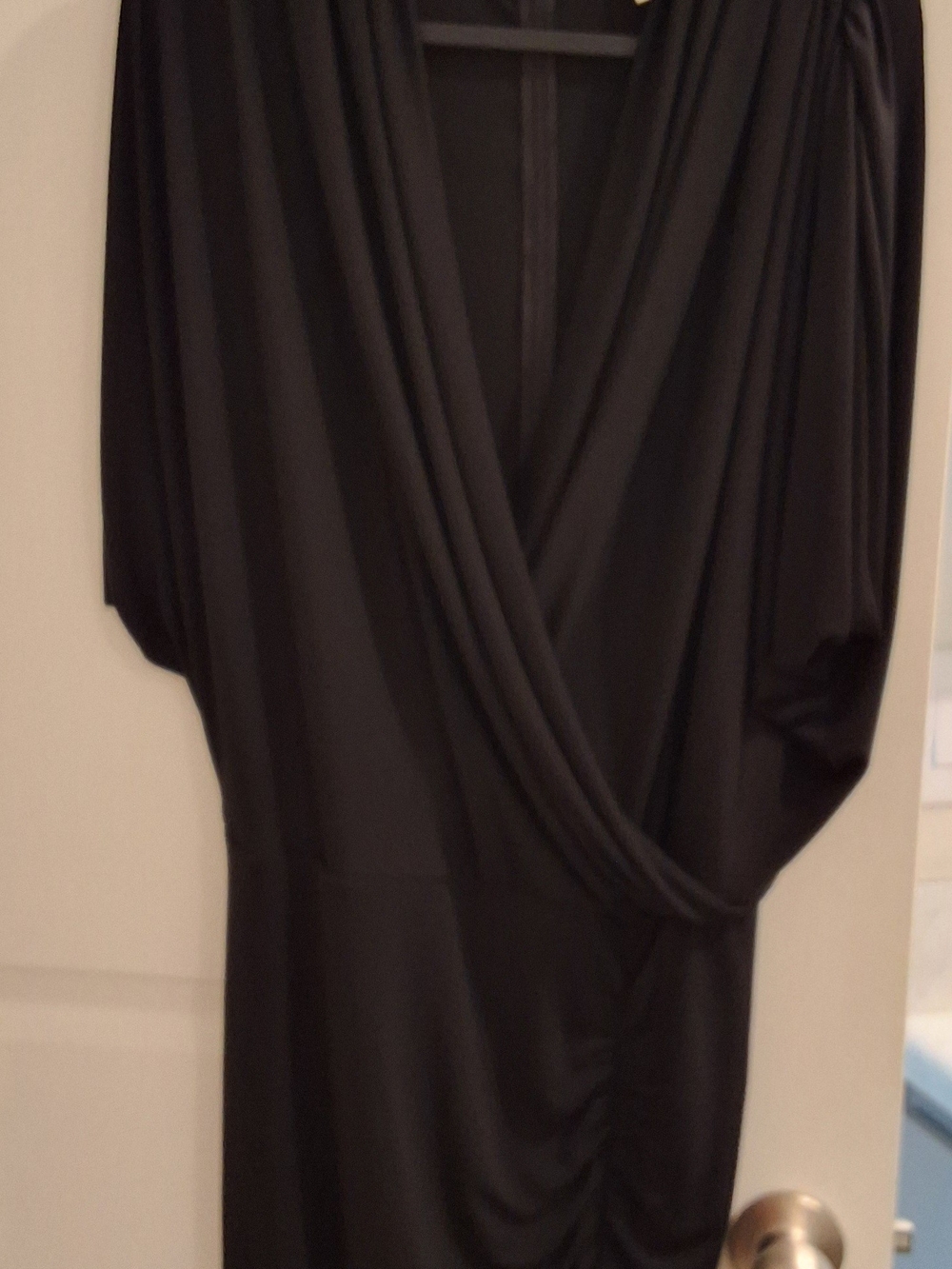 Cache Black Draped V-Neck Wedding Dress